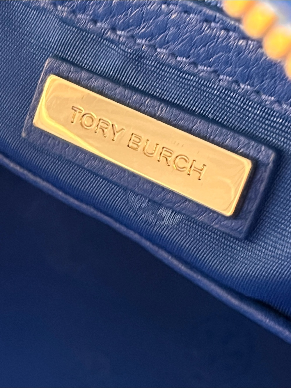 Tory Burch Blue Leather Satchel with Gold Logo - Picture 10 of 10